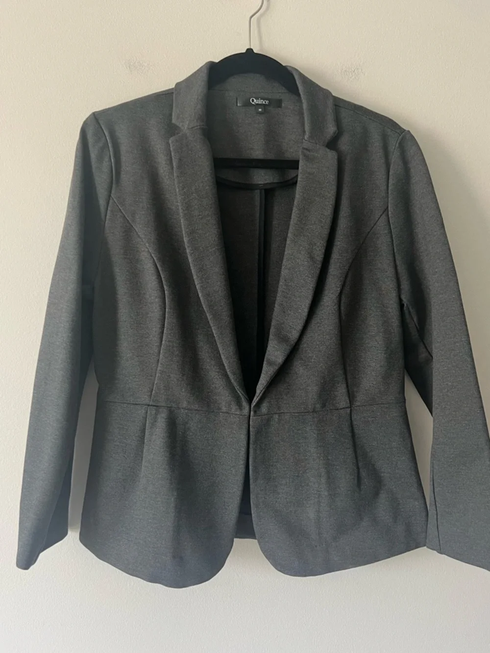 Quince Ultra Stretch Ponte Blazer Charcoal Gray Tailored Work Jacket M - Picture 5 of 9